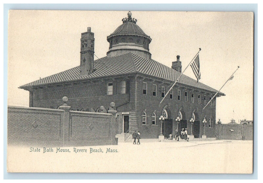 c1905 State Bath House Flag Revere Beach Massachusetts MA, Rotograph Postcard