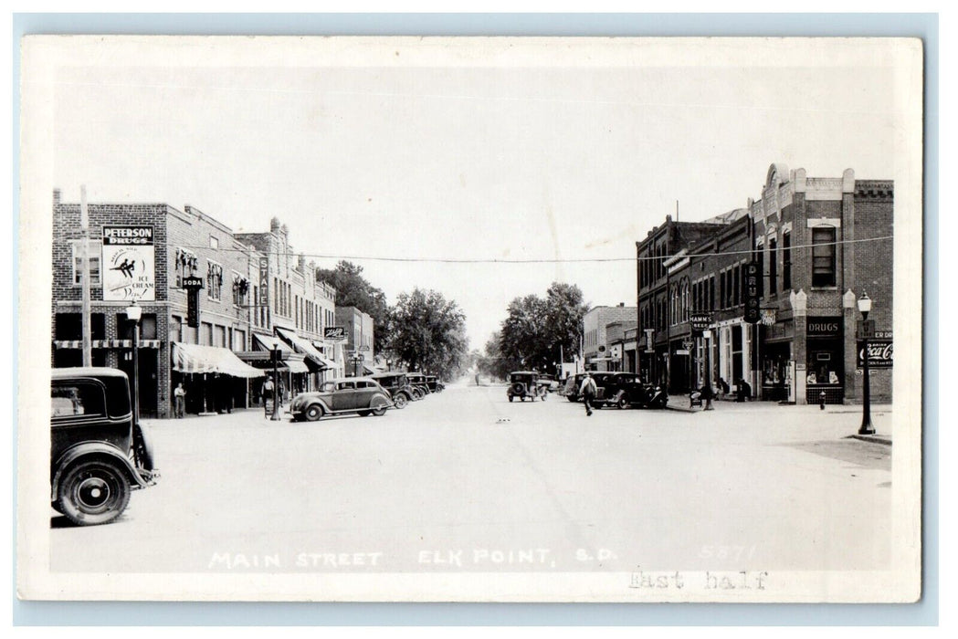 View Of Main Street Cars Elk Point South Dakota SD RPPC Photo Unposted Postcard