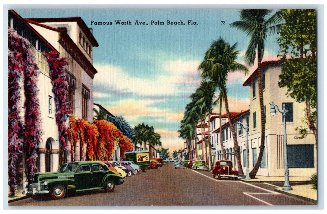 c1940's Leaves Wrapped Building Famous Worth Ave. Palm Beach Florida FL Postcard