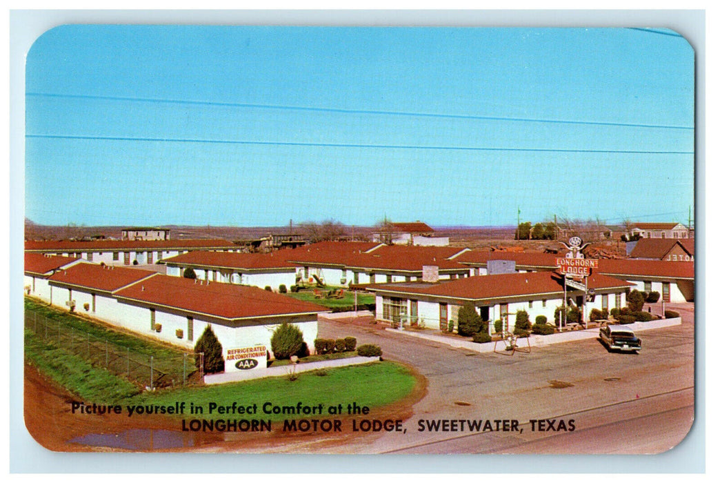 c1950s Longhorn Motor Lodge, East City Limits Sweetwater Texas TX Postcard