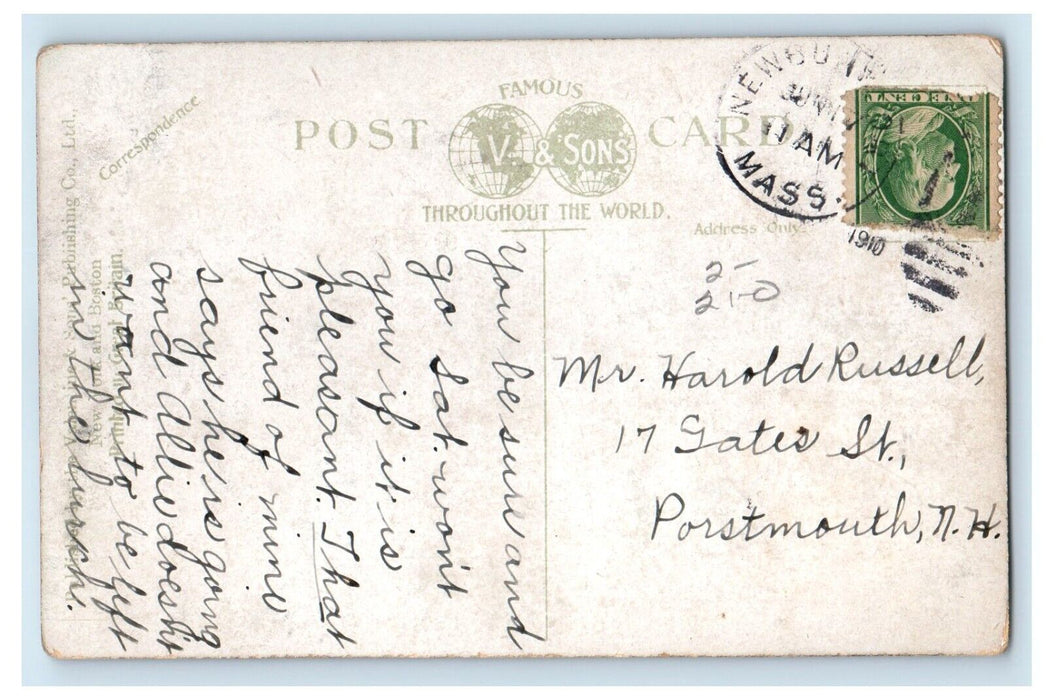 1910 Town House And First Church Trolley Salem Massachusetts MA Antique Postcard