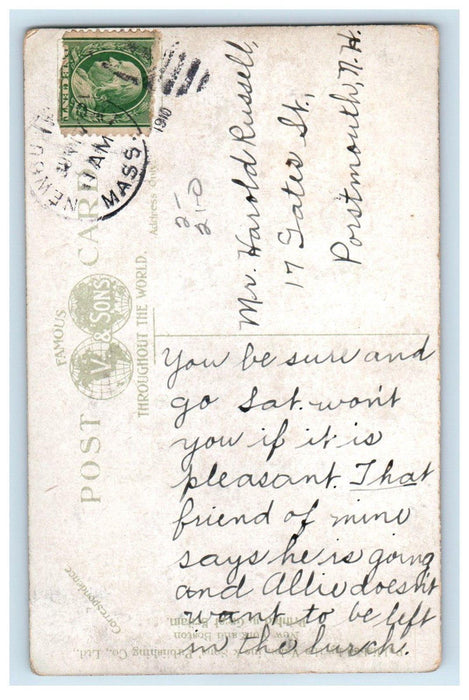 1910 Town House And First Church Trolley Salem Massachusetts MA Antique Postcard