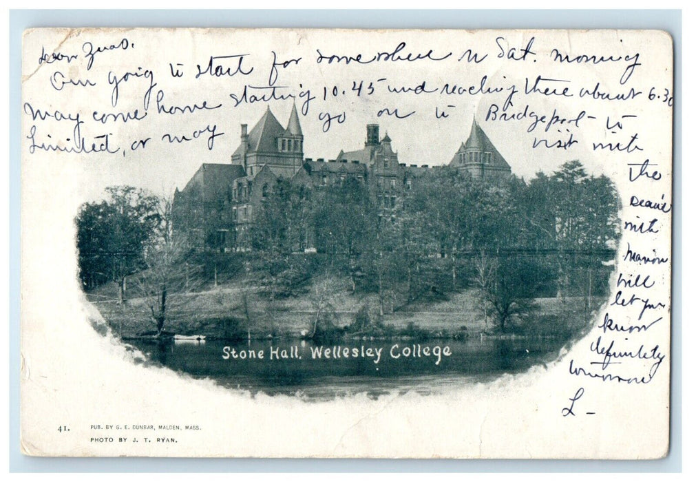 1904 Stone Hall Wellesley College Massachusetts MA Posted Antique Postcard