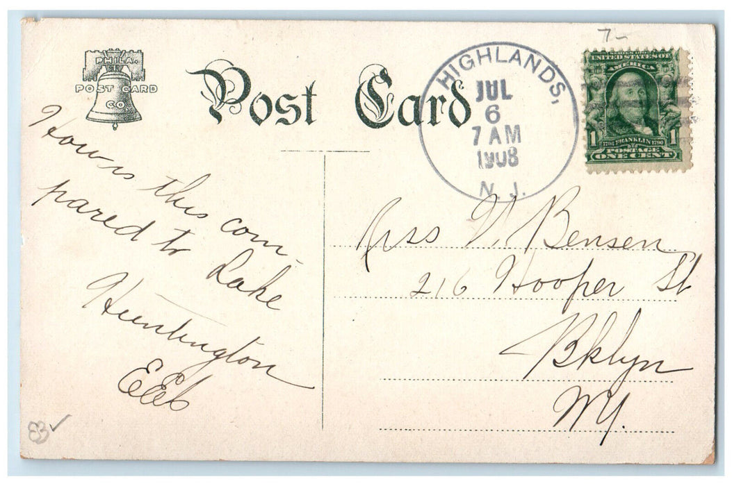1908 House Boats Highland Beach New Jersey NJ Antique Posted Postcard