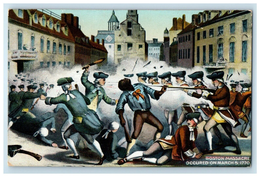 Boston Massacre Occured March 5 British Troops Massachusetts MA Vintage Postcard