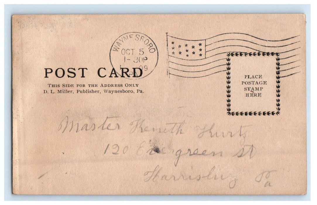 1909 Snider Avenue School Building Waynesboro Pennsylvania PA Posted Postcard