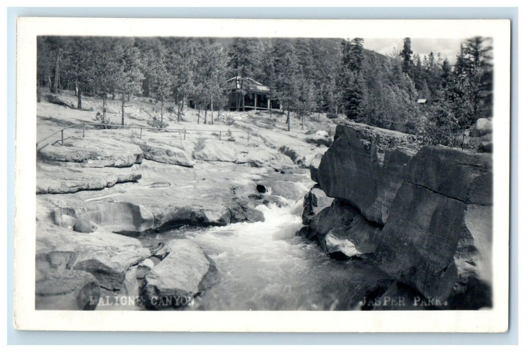 c1940's Maligne Canyon Jasper National Park Canada RPPC Photo Vintage Postcard