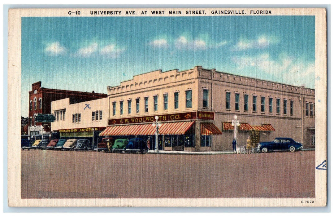 1947 University Ave. at West Main Street, Gainesville FL Lochloosa FL Postcard