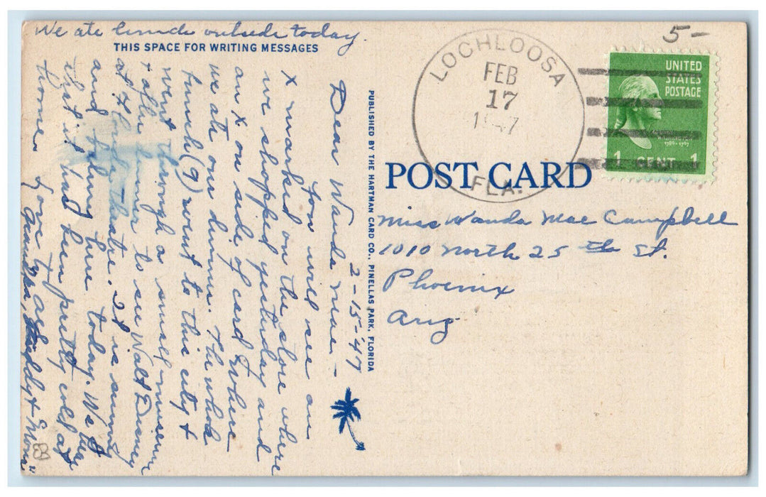 1947 University Ave. at West Main Street, Gainesville FL Lochloosa FL Postcard