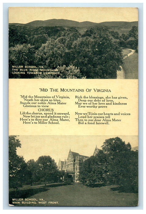 c1940s Multiview Miller School Blue Mountains Main Building Virginia VA Postcard