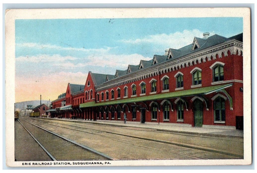 1917 Erie Railroad Train Station Susquehanna Pennsylvania PA Antique Postcard