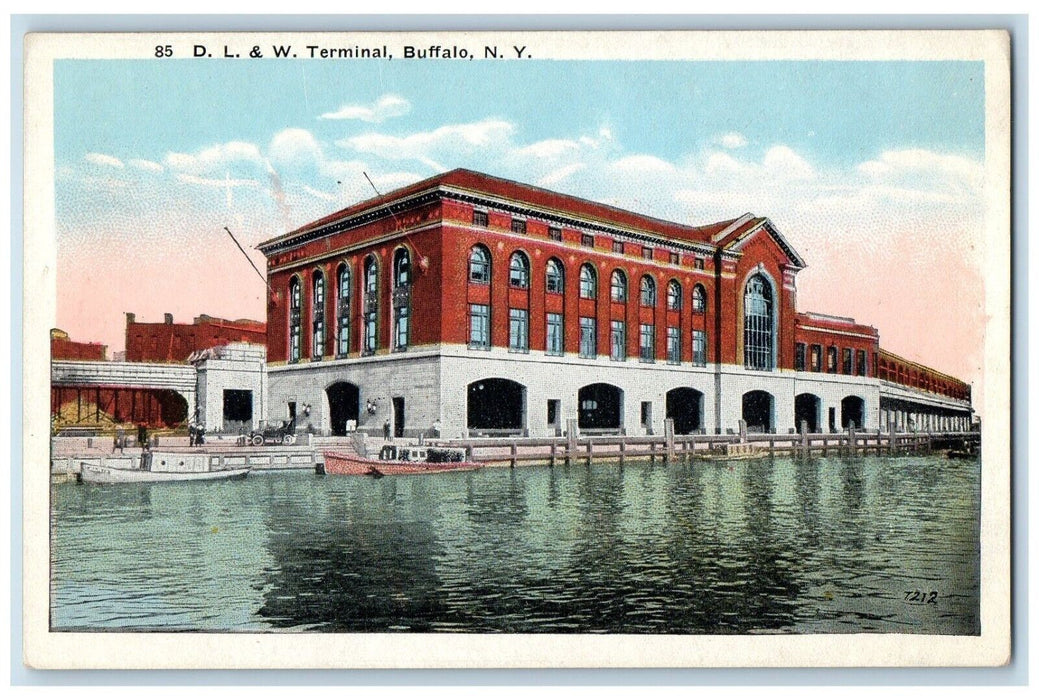 c1910's D. L. & W. Terminal Boats Car Buffalo New York NY Antique Postcard