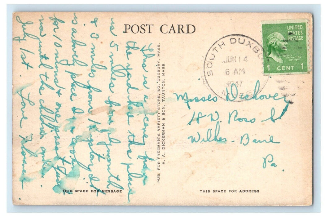 1947 Torrey's Creek And Monument South Duxbury Massachusetts MA Antique Postcard