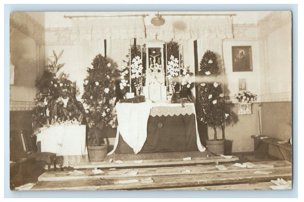 c1910's Christian Religious Jesllo Altar Church RPPC Photo Antique Postcard