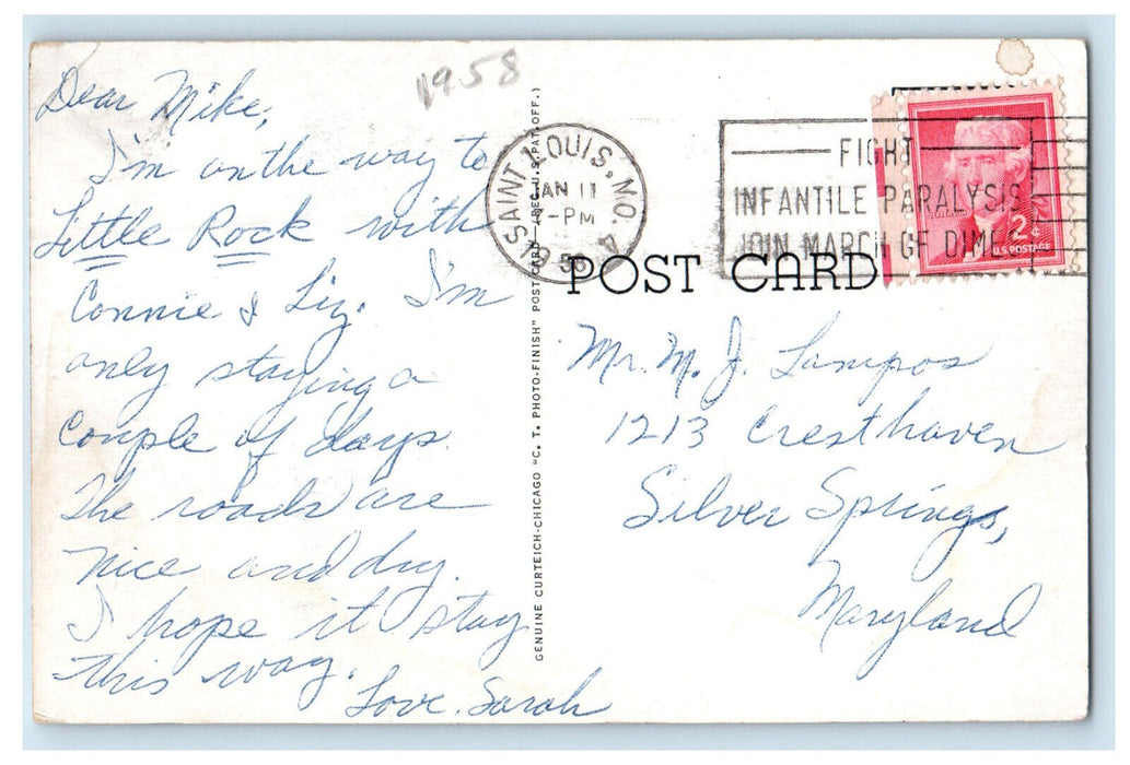 1958 First Presbyterian Church, Litchfield Illinois IL Posted Postcard