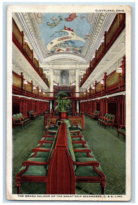 c1910's The Grand Saloon Of The Great Ship Seeandbee C. & B. Line Postcard