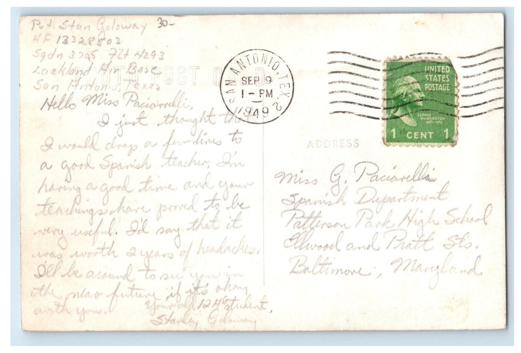 1949 View Of Alamo San Antonio Texas TX RPPC Photo Posted Vintage Postcard