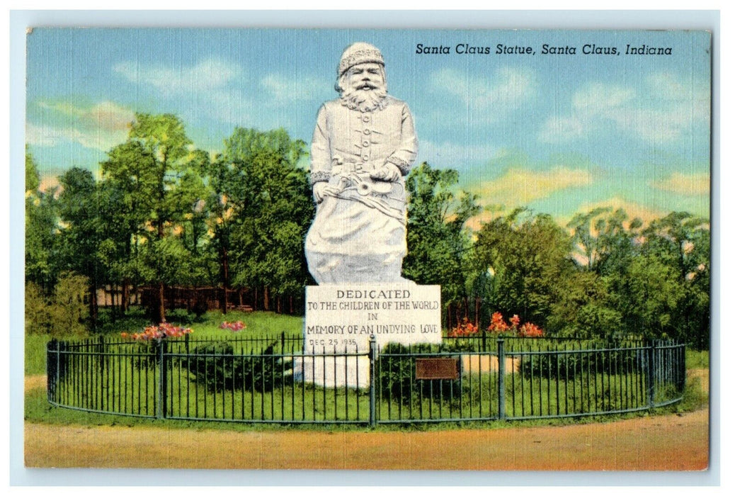 c1940's Santa Claus Statue Santa Claus Indiana IN Unposted Vintage Postcard