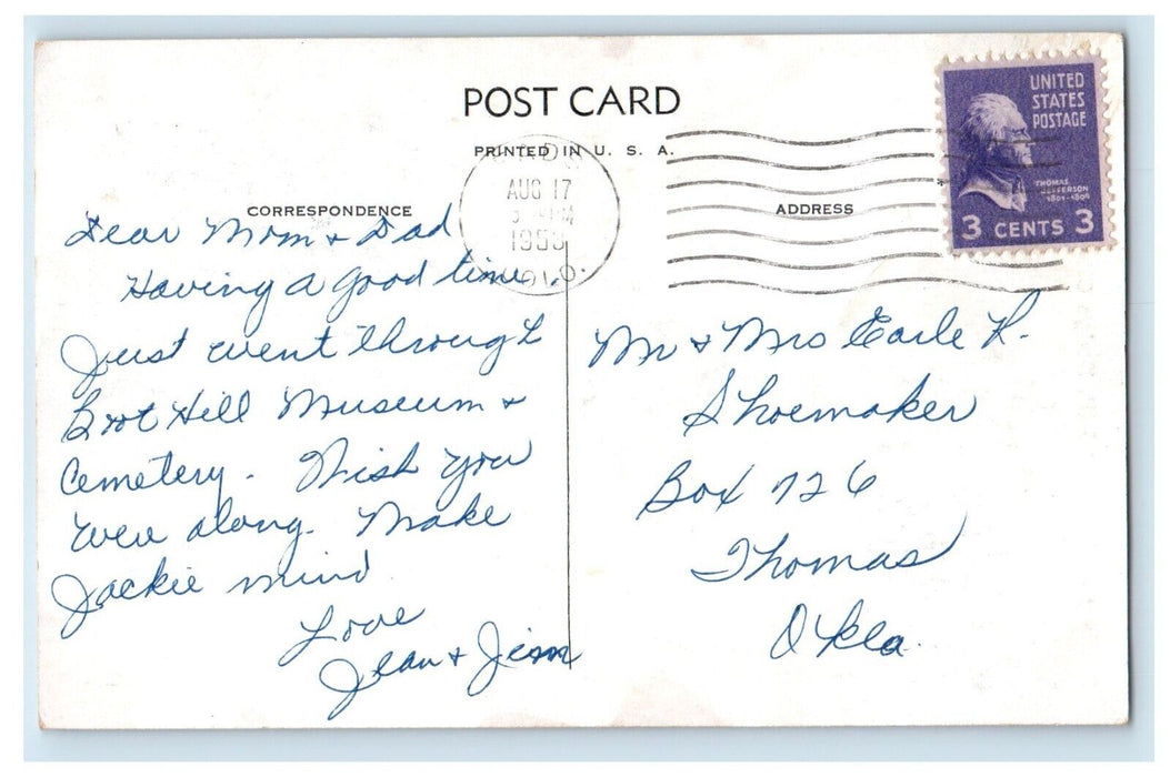 1953 Cowboy Statue Boot Hill Dodge City Kansas KS Posted Vintage Postcard