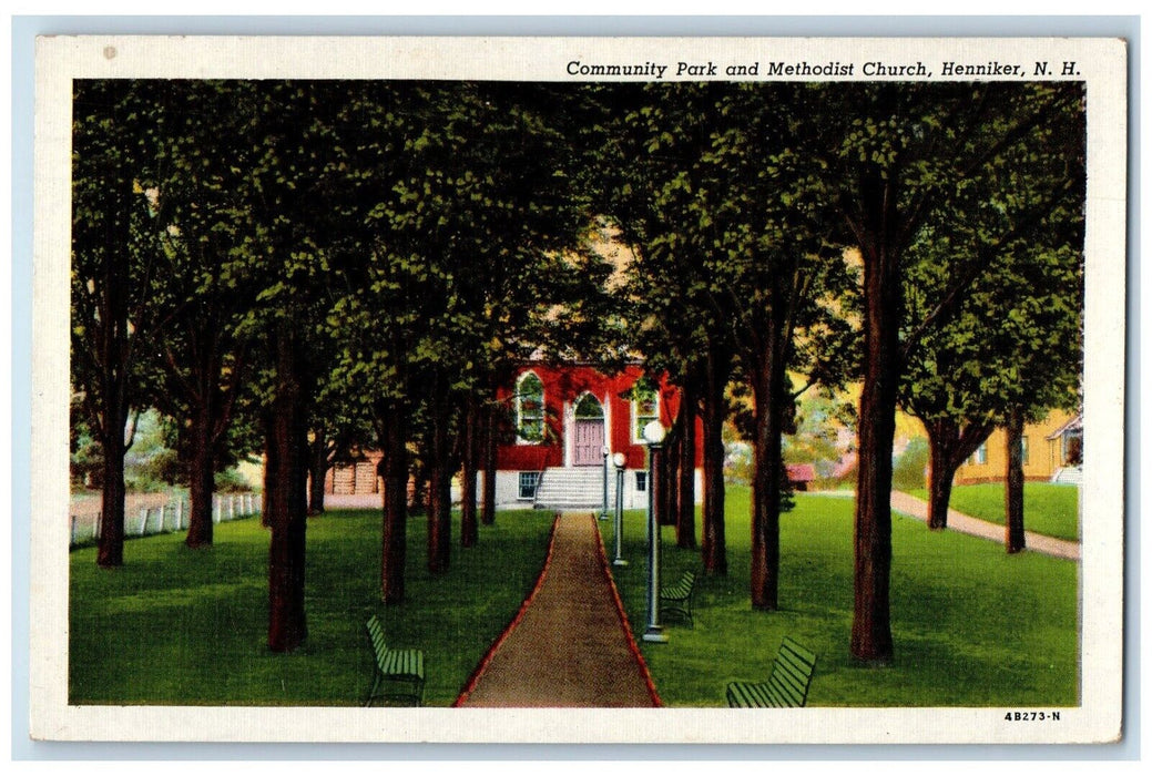 1955 Community Park Methodist Church Henniker New Hampshire NH Vintage Postcard