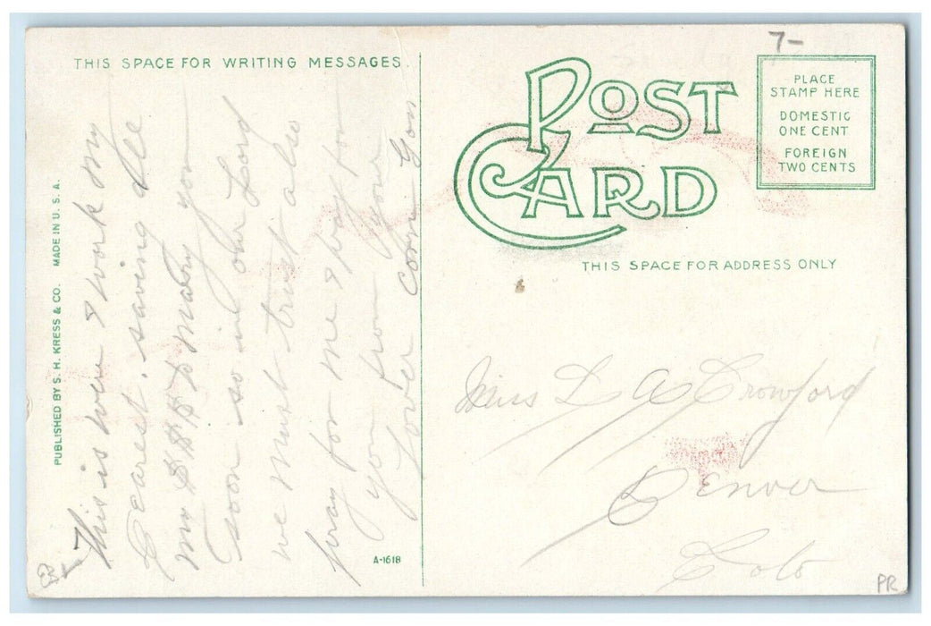 c1910's Santa Fe Depot Train Station Horse Carriage Emporia Kansas KS Postcard