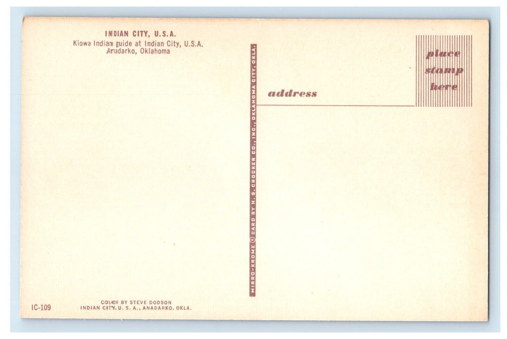 Kiowa Indian Guide At Indian City U.S.A. Anadarko Oklahoma OK Vintage Postcard