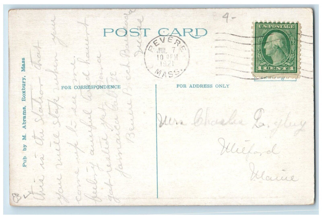 1921 Railway Train Station Depot Crescent Beach Reverse Beach MA Posted Postcard
