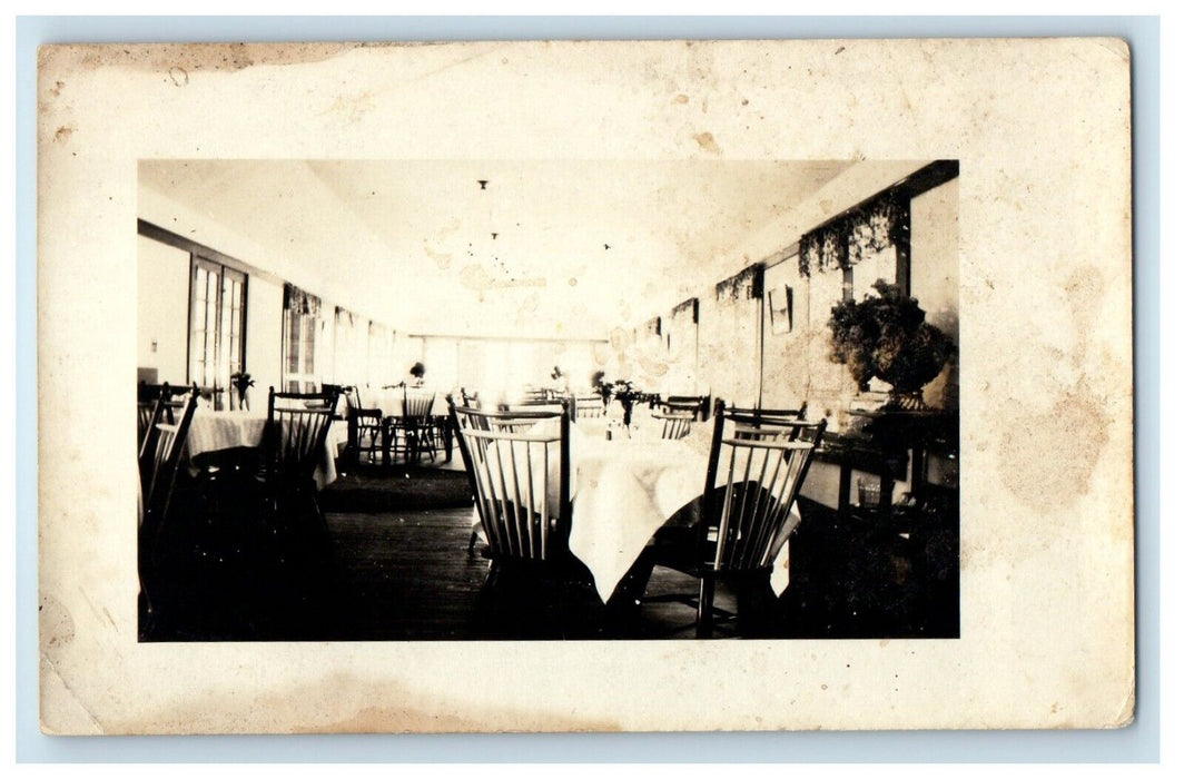 c1910 Interior of Restaurant Dining Room Tables Unposted RPPC Photo Postcard