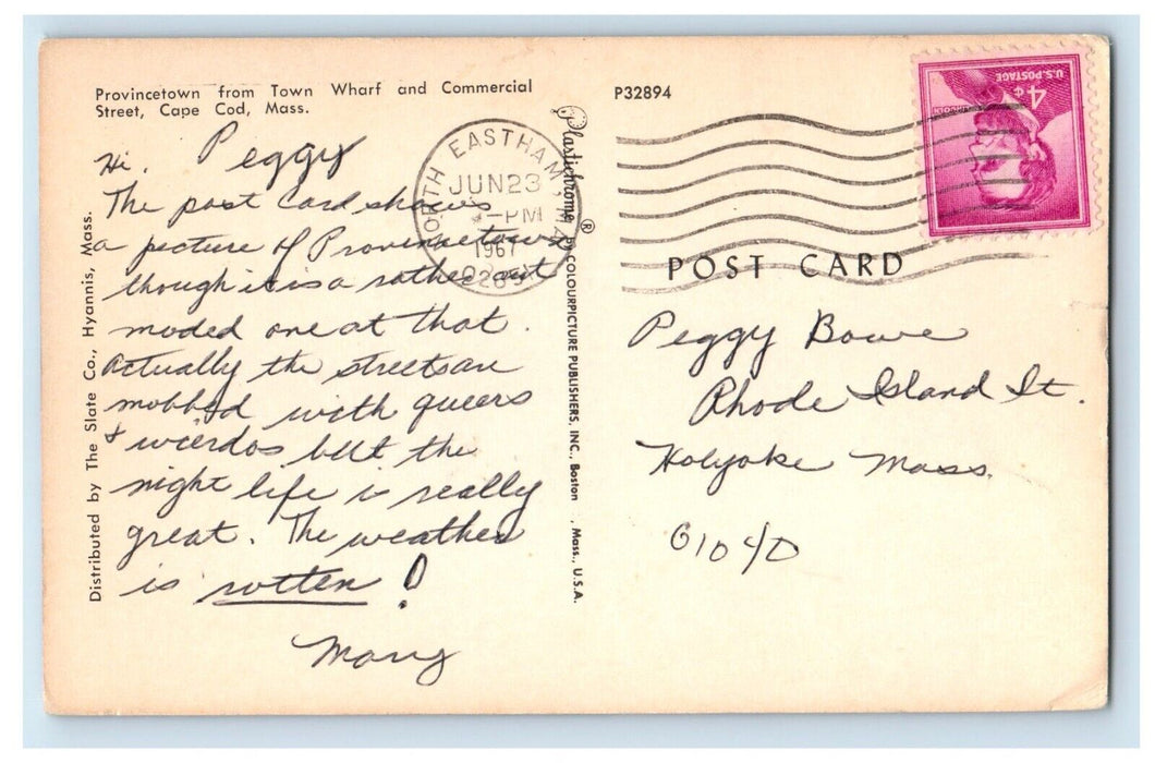 1967 Greetings From Provincetown Massachusetts MA Posted Vintage Postcard