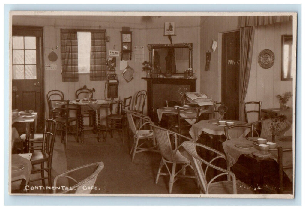 c1920's Continental Cafe Interior England Dining Room RPPC Photo Postcard