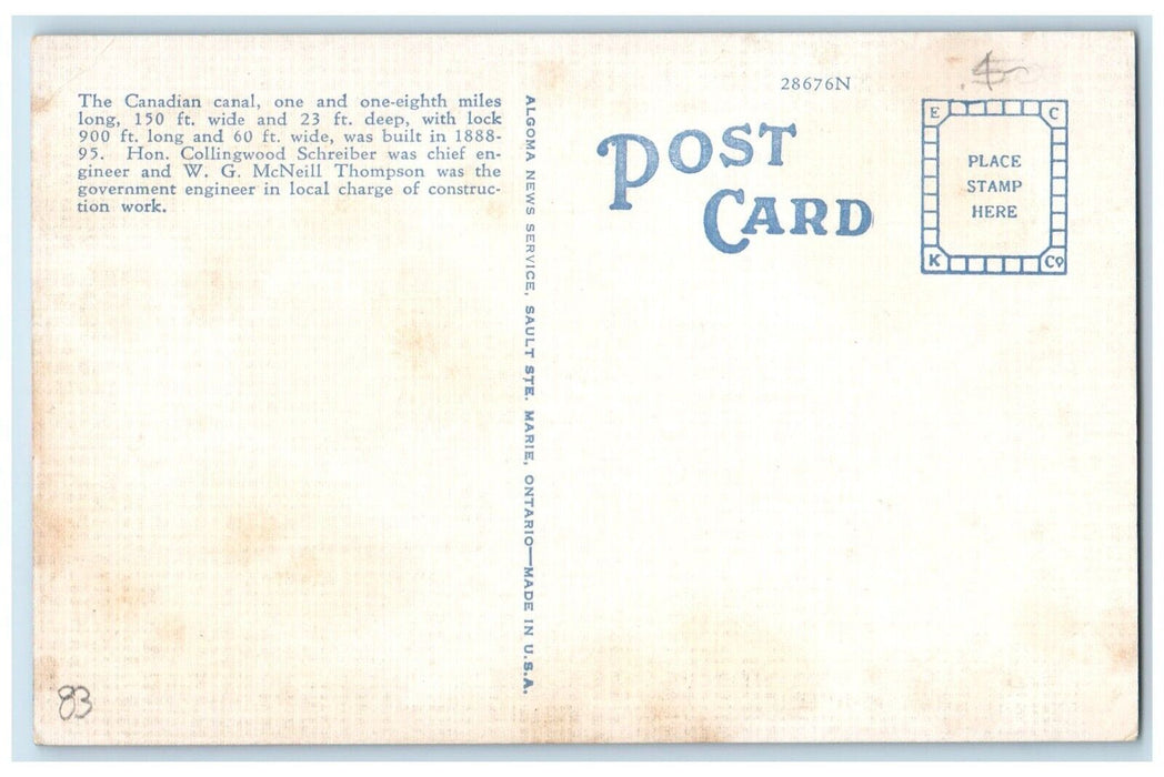 S. S. Huronic & S. S. Assiniboia Steamer Ship Sault Ste. Marie Ontario Postcard