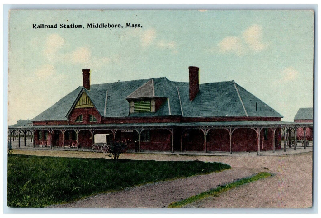 c1910's Railroad Station Depot Middleboro Massachusetts MA Antique Postcard