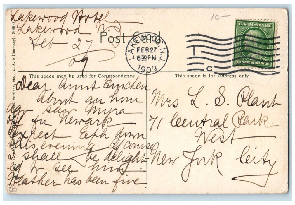 1909 Lakewood New Jersey NJ, R. R. Train Station Depot Horse Carriage Postcard