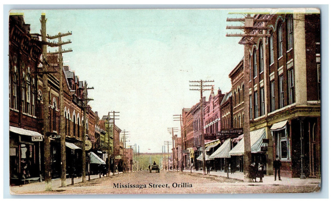 c1910 Newsletter Restaurant, Business Section Mississaga Orillia Canada Postcard