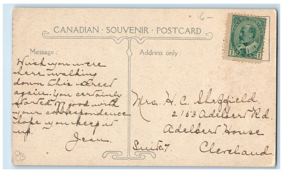 c1910 Newsletter Restaurant, Business Section Mississaga Orillia Canada Postcard