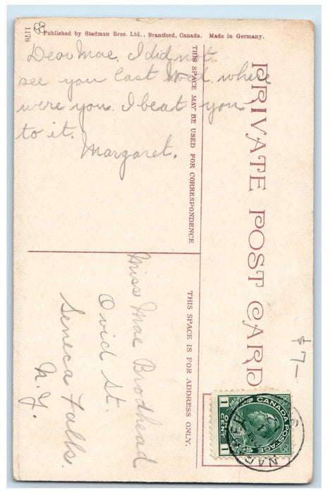 1912 Police, Businesses, Horse Carriage Market Napanee Ontario Canada Postcard