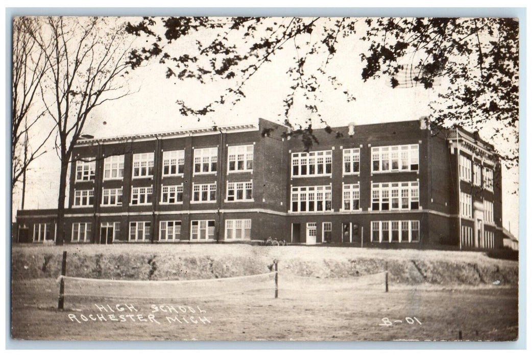 c1910's High School Tennis Court Rochester Michigan MI RPPC Photo Postcard