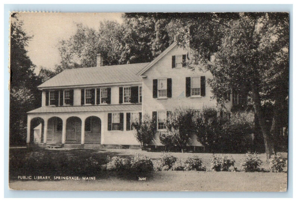 1957 View Of Public Library Building Springvale Maine ME Posted Vintage Postcard