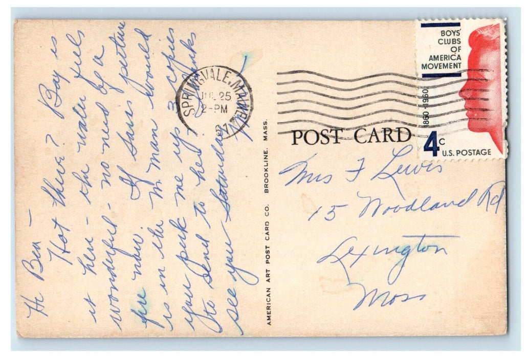 1957 View Of Public Library Building Springvale Maine ME Posted Vintage Postcard