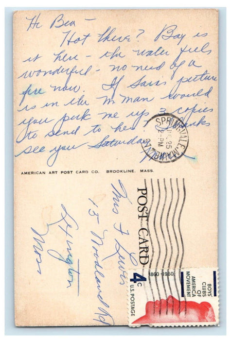1957 View Of Public Library Building Springvale Maine ME Posted Vintage Postcard