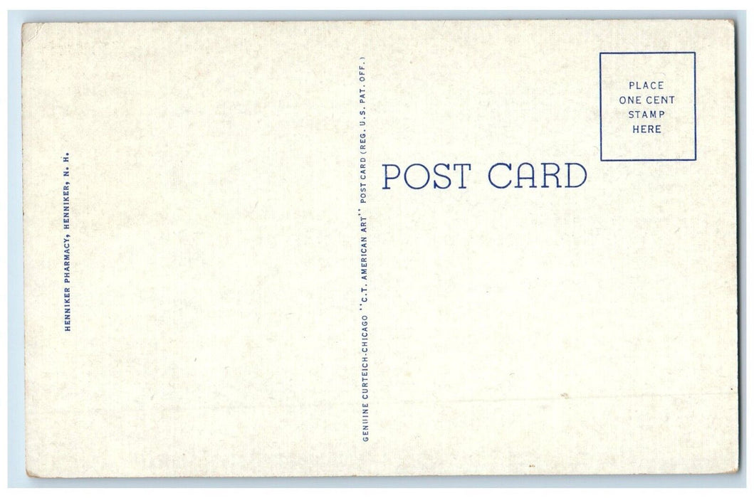 c1940 Congregational Church Grange Hall Henniker New Hampshire Vintage Postcard