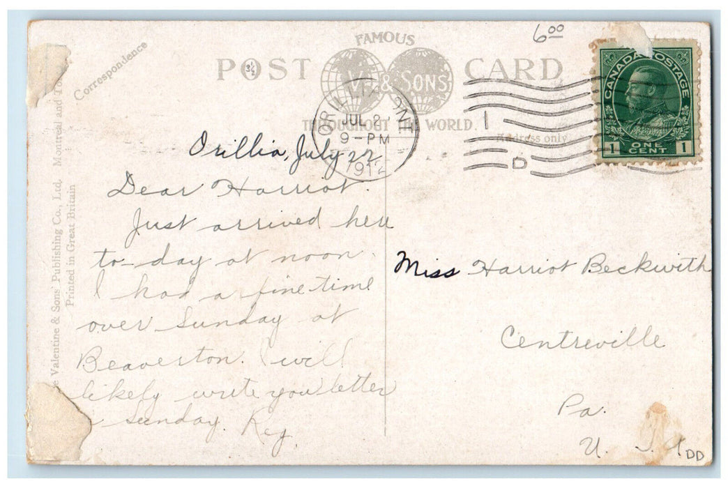 1912 Business Section Mississaga Street Looking East Orillia Ontario Canada