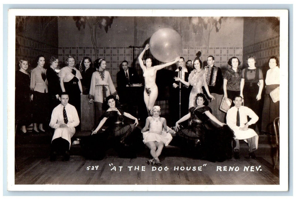 c1930's Dog House Risque Dance Showgirls Club Reno Nevada NV RPPC Photo Postcard