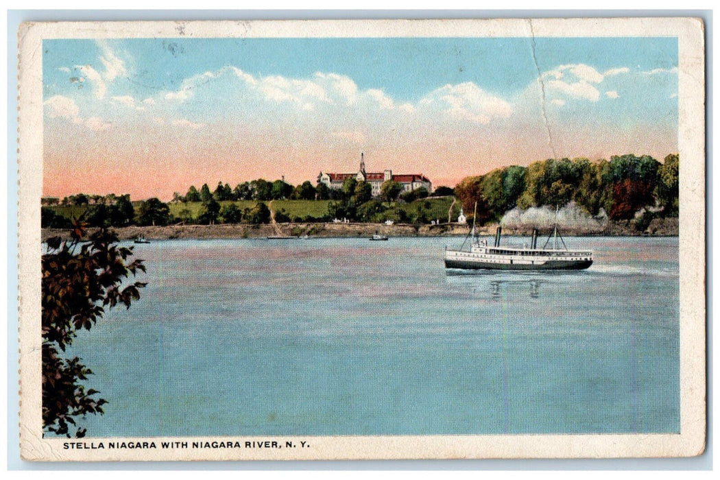 1917 Steamboat, Stella Niagara with Niagara River New York NY Posted Postcard
