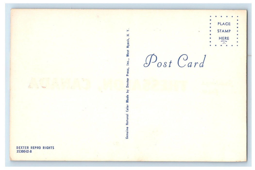 c1930's Greetings From Thessalon Canada, Banner Boat River View Postcard