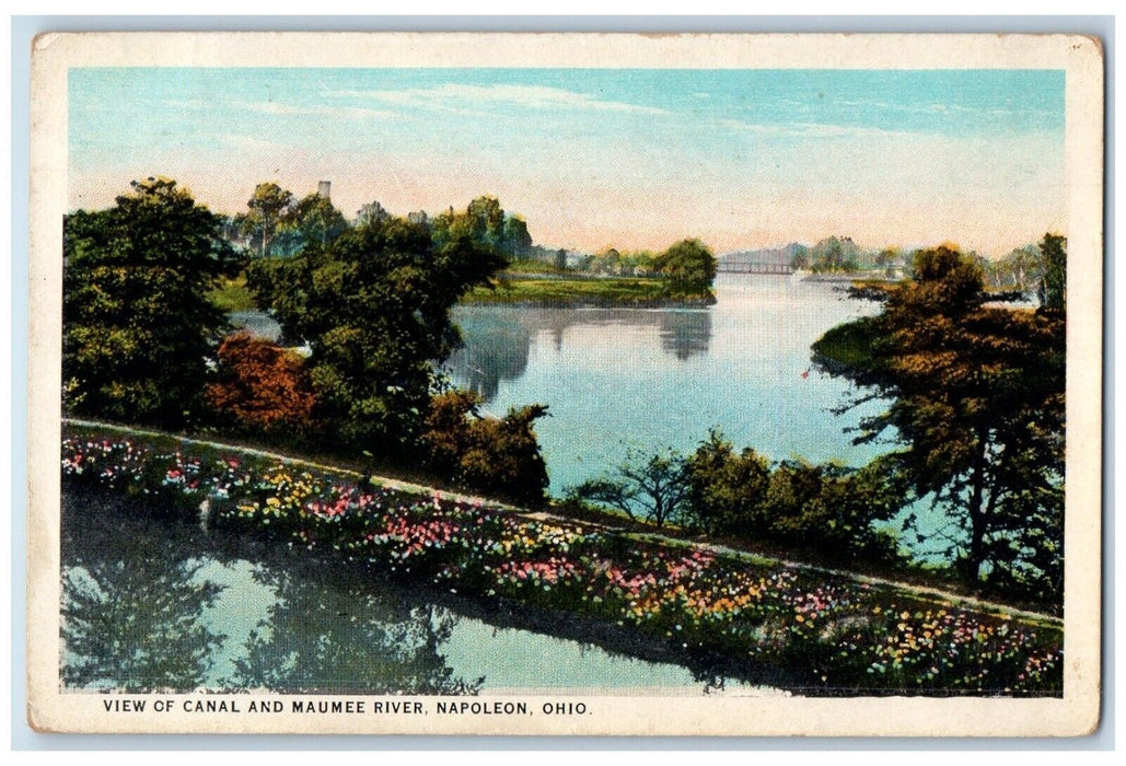 c1930's View Canal And Maumee River Napoleon Ohio OH Unposted Vintage Postcard