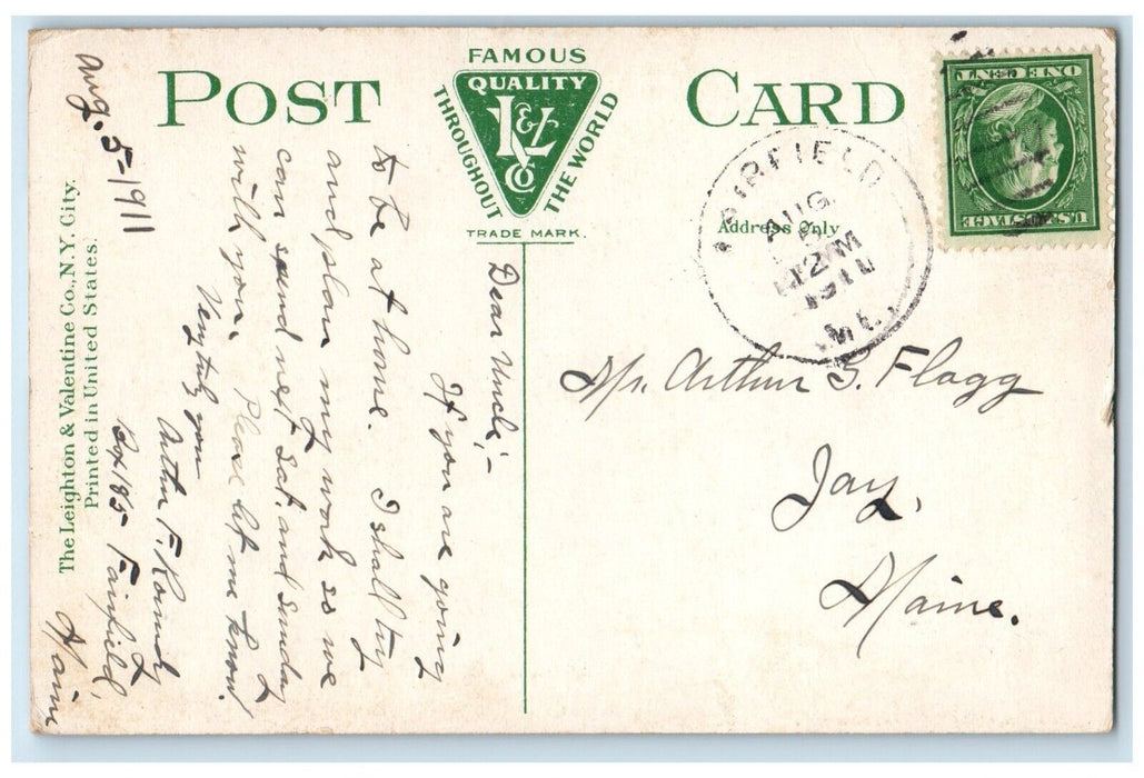 1910 Lawrence Public Library Roadside View Fairfield Maine ME Vintage Postcard