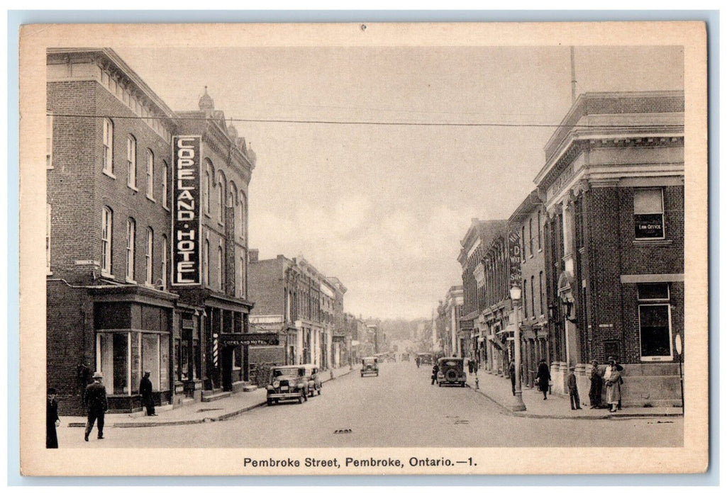 c1940's Copeland Hotel, Business Section Pembroke St. Ontario Canada Postcard