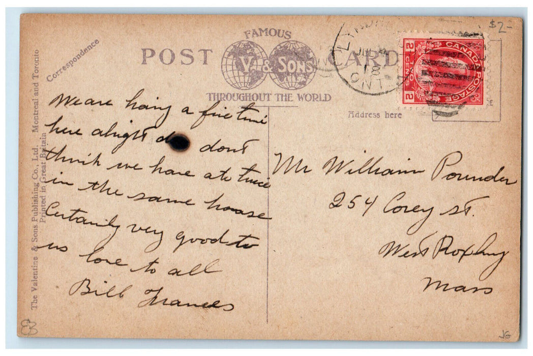 1918 Trolley Car, Business Section Princess St Kingston Ontario Canada Postcard