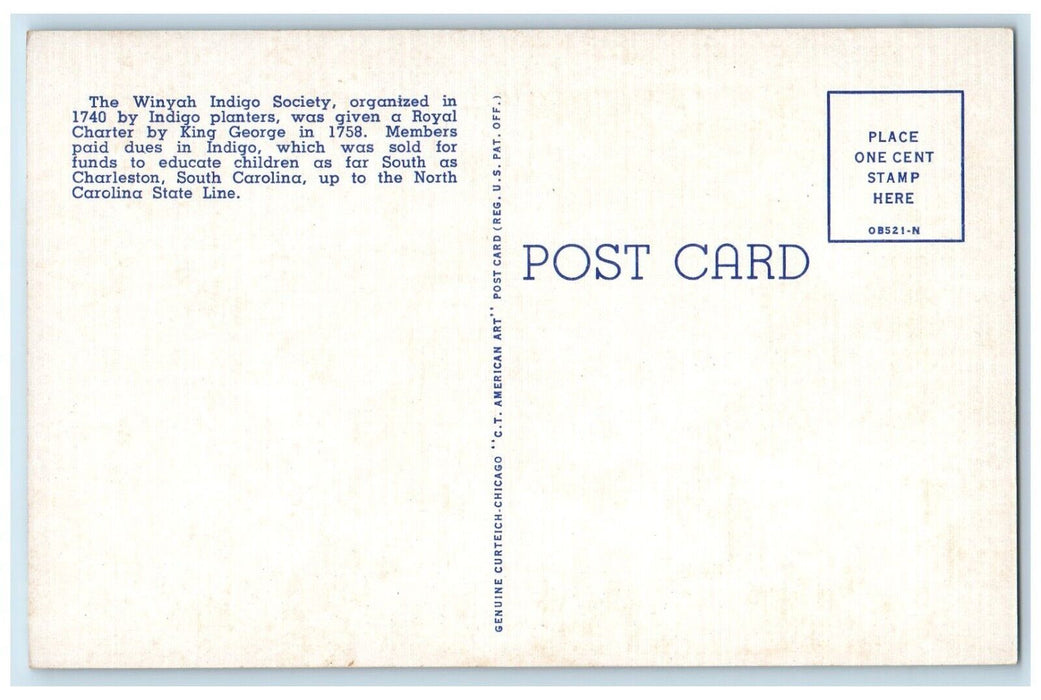 c1940 Winyah Indigo Society Public Library Georgetown South Caroline SC Postcard